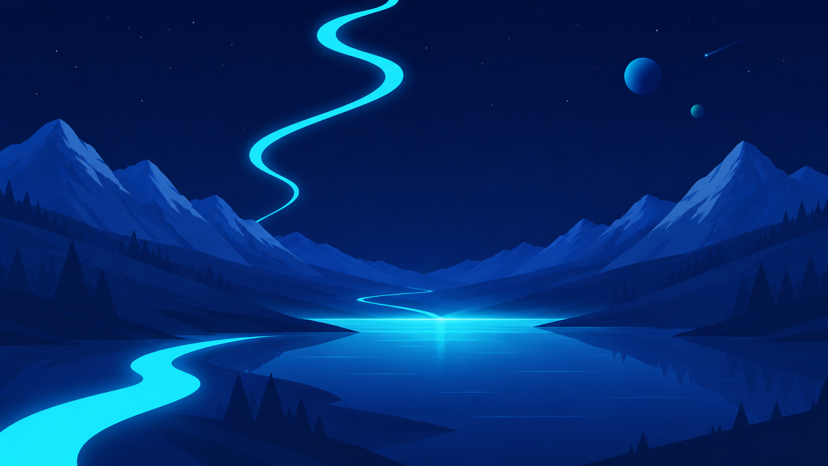 Calm cyan path reaching a financial information horizon
